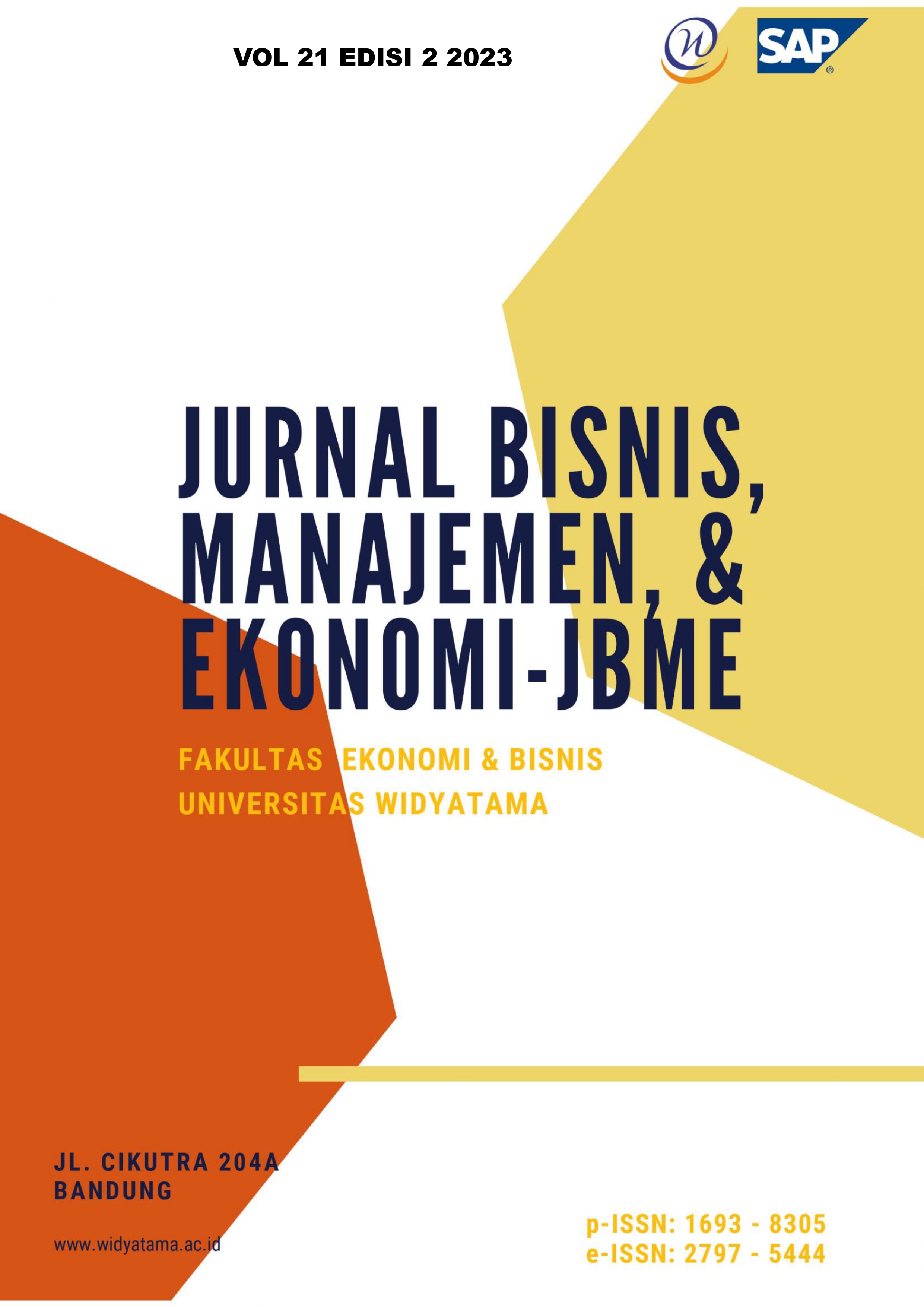 					View Vol. 21 No. 2 (2023): Jurnal Bisnis, Manajemen dan Ekonomi
				