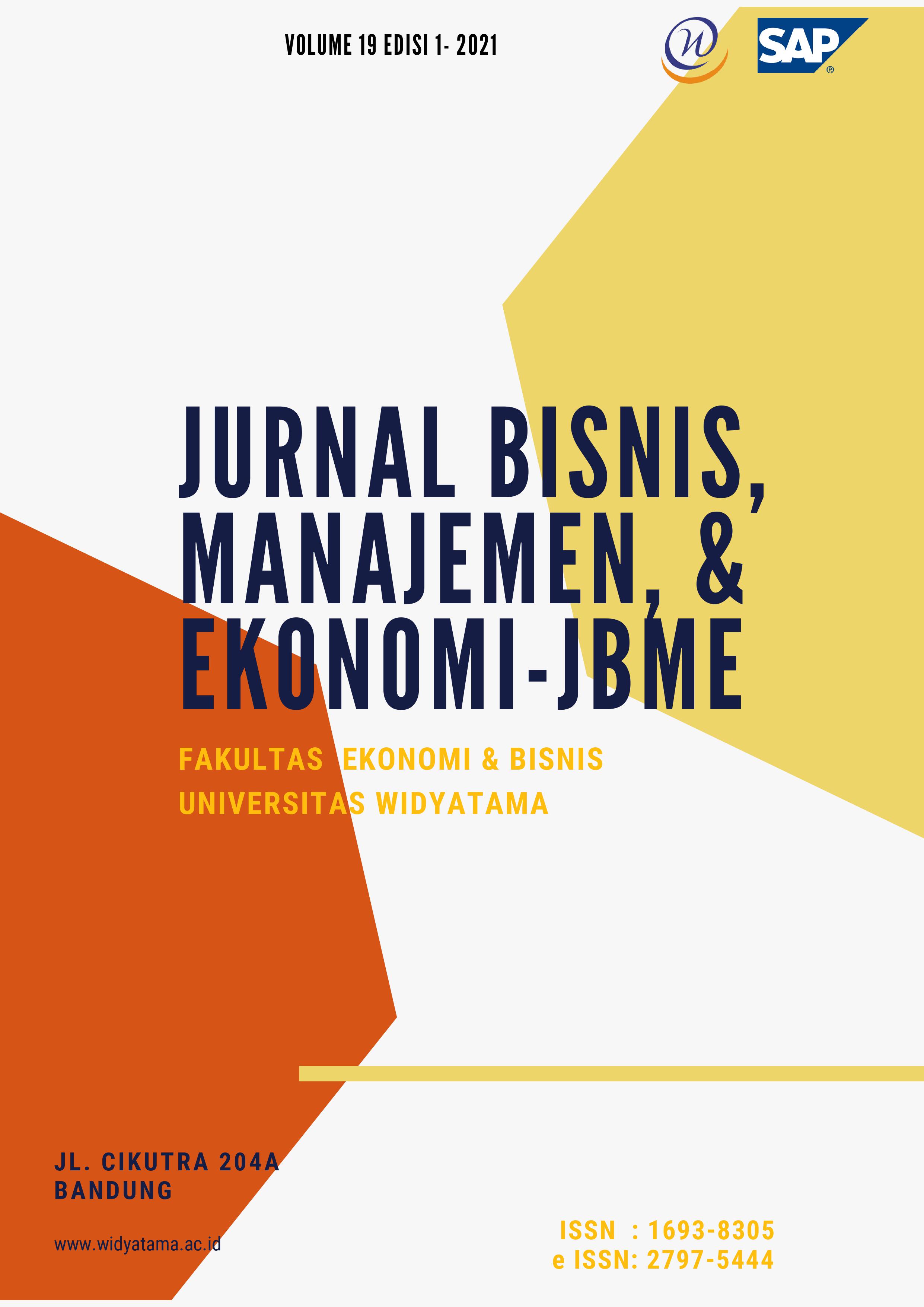 					View Vol. 19 No. 1 (2021): Jurnal Bisnis, Manajemen, & Ekonomi
				
