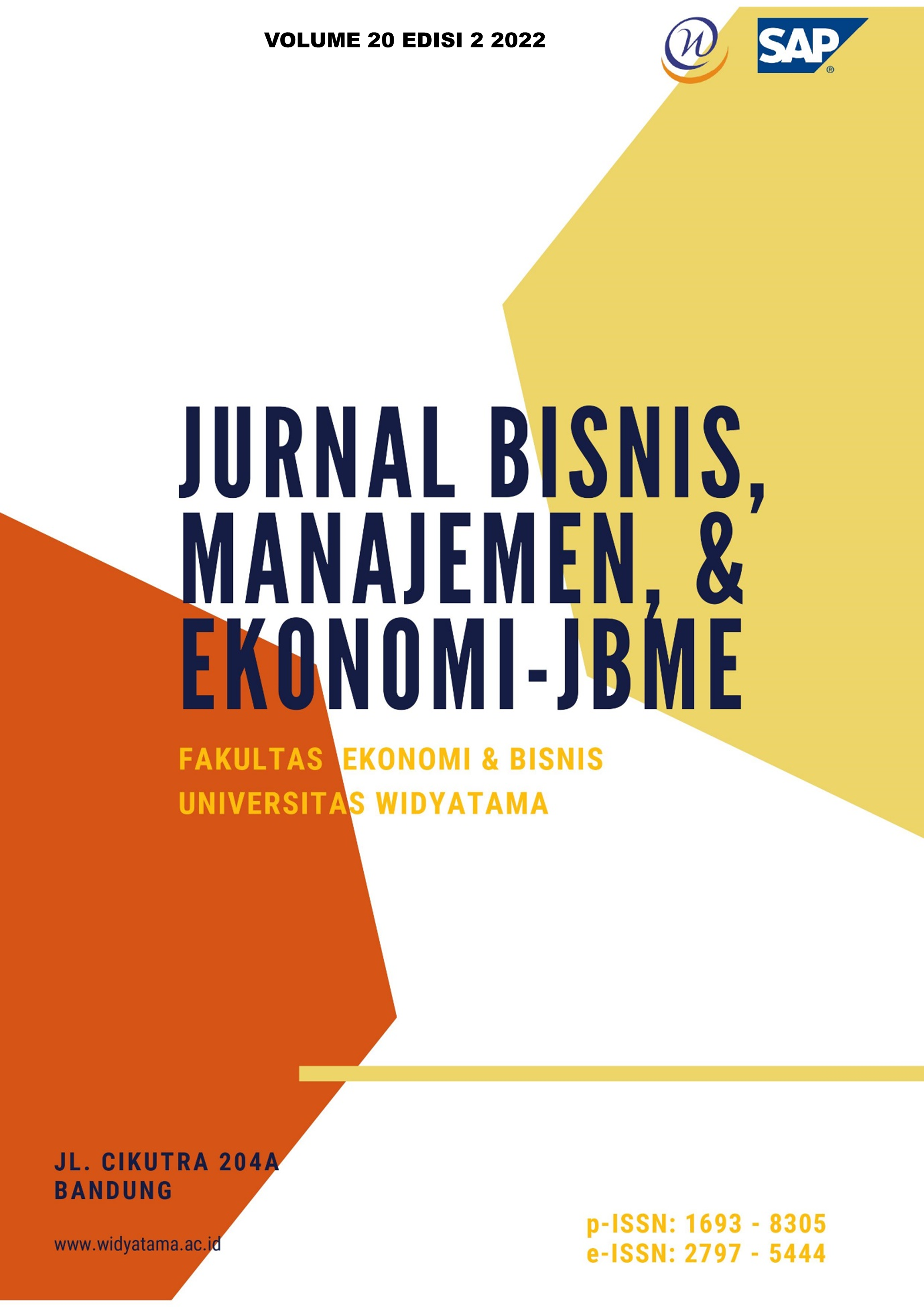 					View Vol. 20 No. 2 (2022): Jurnal Bisnis, Manajemen dan Ekonomi
				