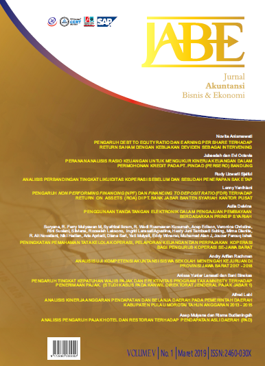 					View Vol. 5 No. 1 (2019): Jurnal Akuntansi Bisnis dan Ekonomi (JABE)
				