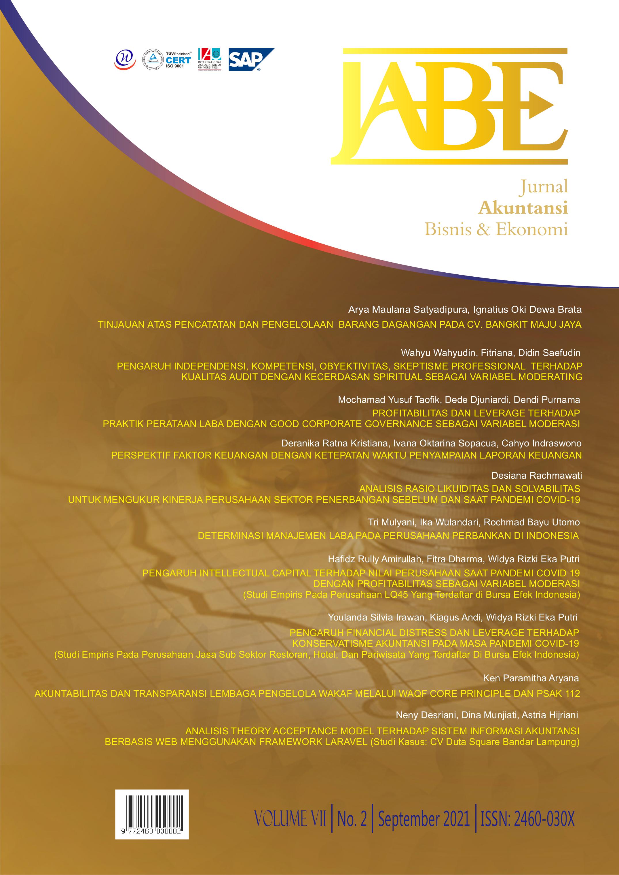 					View Vol. 7 No. 2 (2021): Jurnal Akuntansi Bisnis dan Ekonomi (JABE)
				